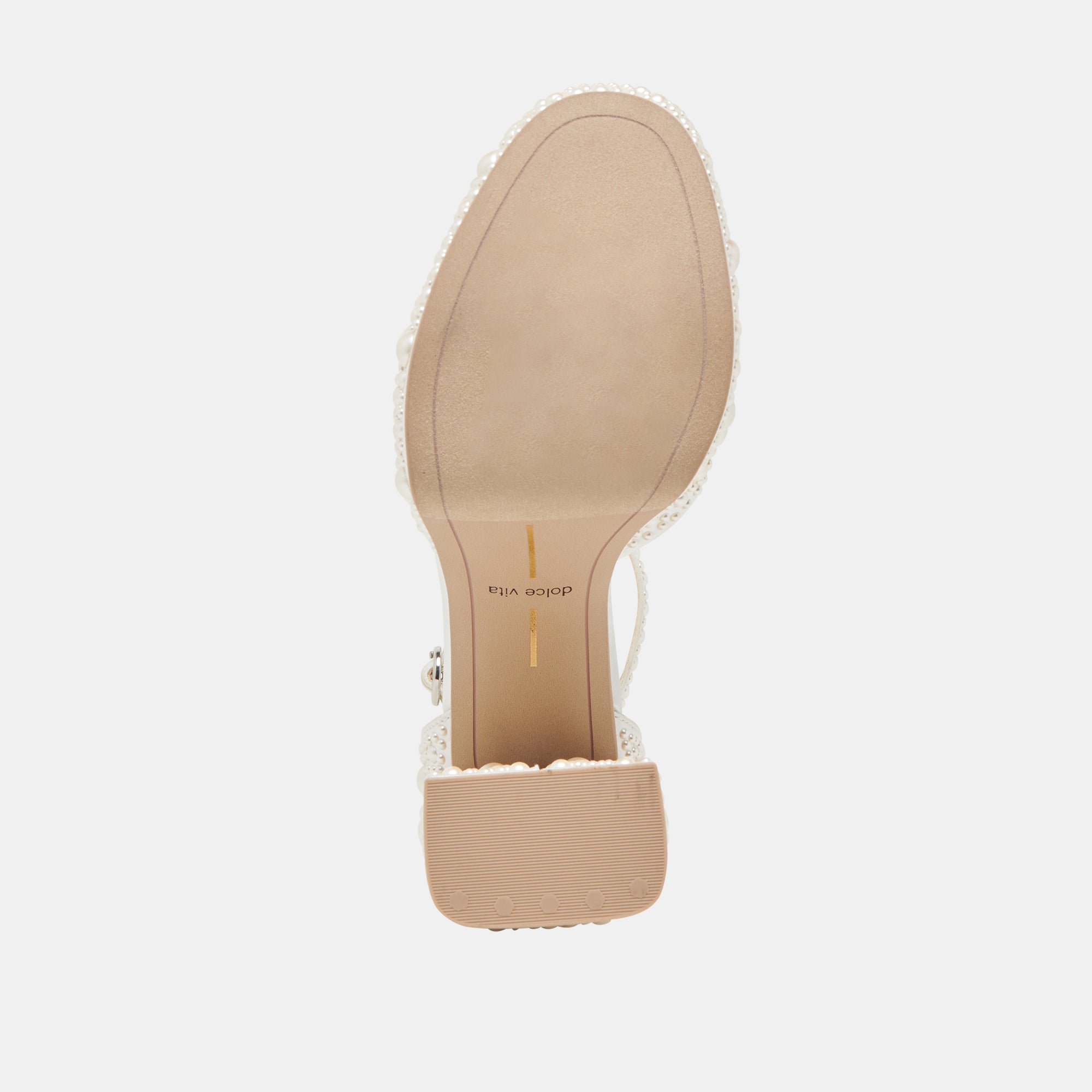 PANDRO PEARL WIDE HEELS TRUE WHITE SATIN - Image 9