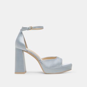 PANDRO HEELS LIGHT BLUE SATIN
