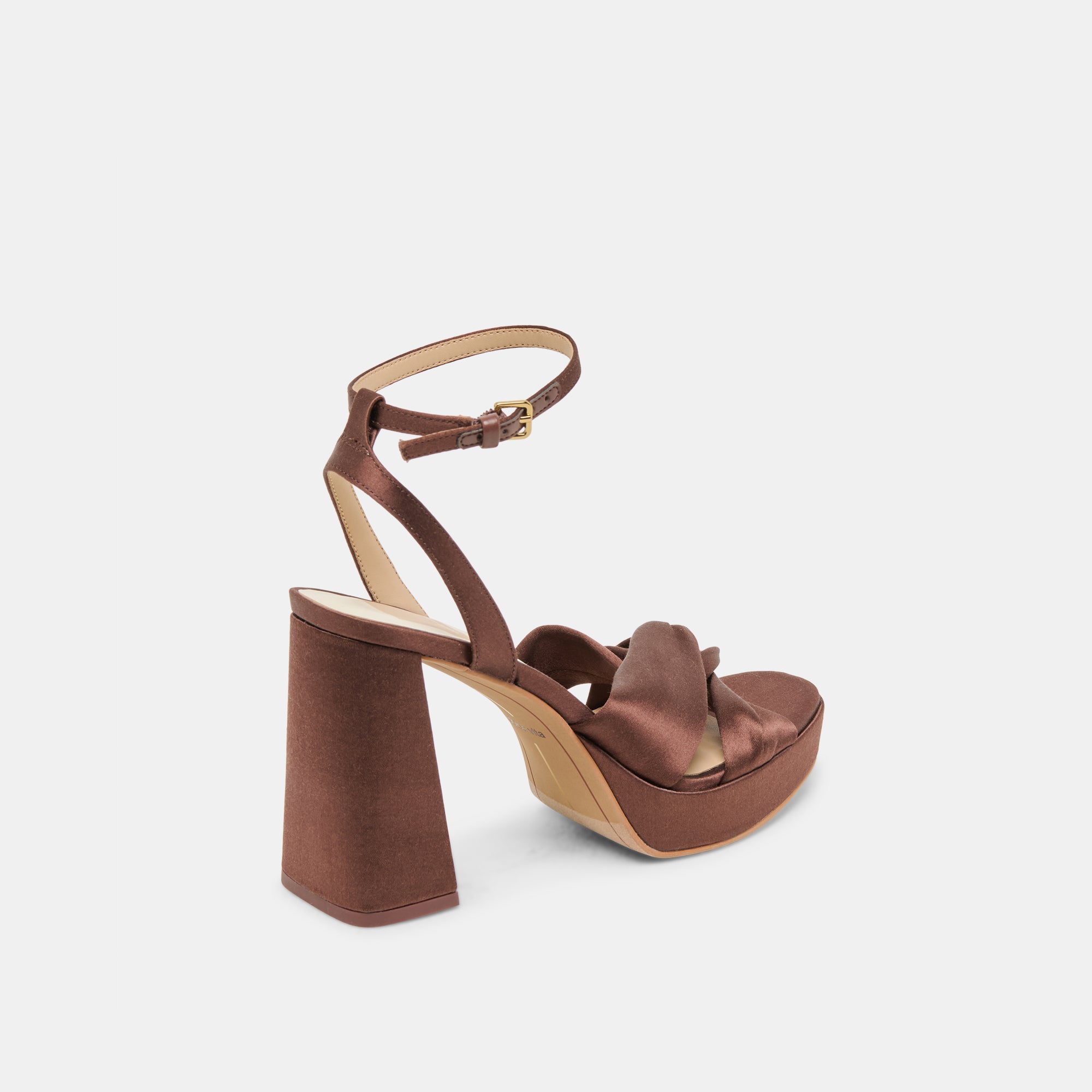 PARLO HEELS MID BROWN SATIN - Image 5
