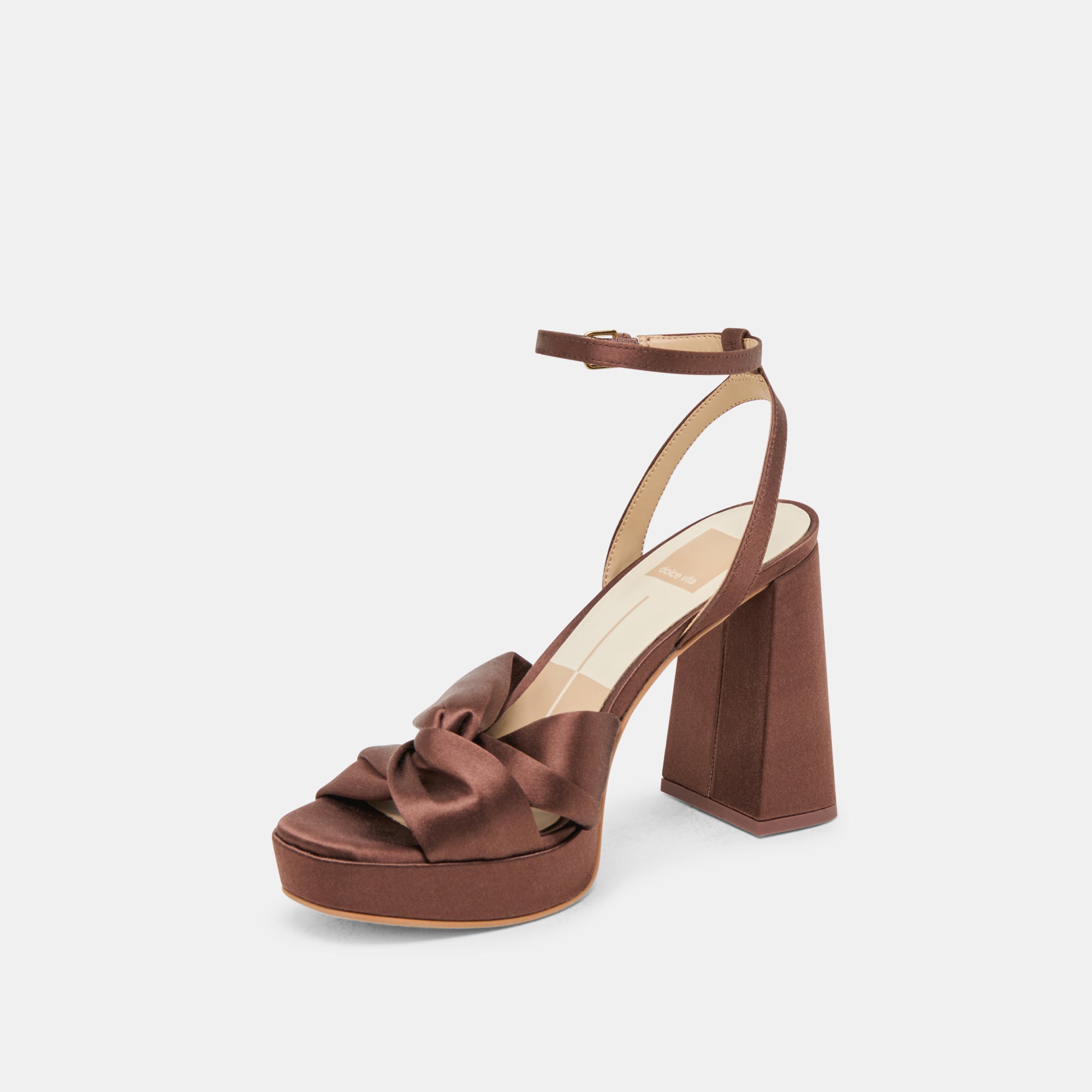 PARLO HEELS MID BROWN SATIN - Image 6