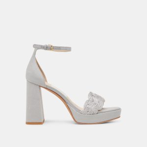 PELTIN HEELS GREY WOVEN RAFFIA