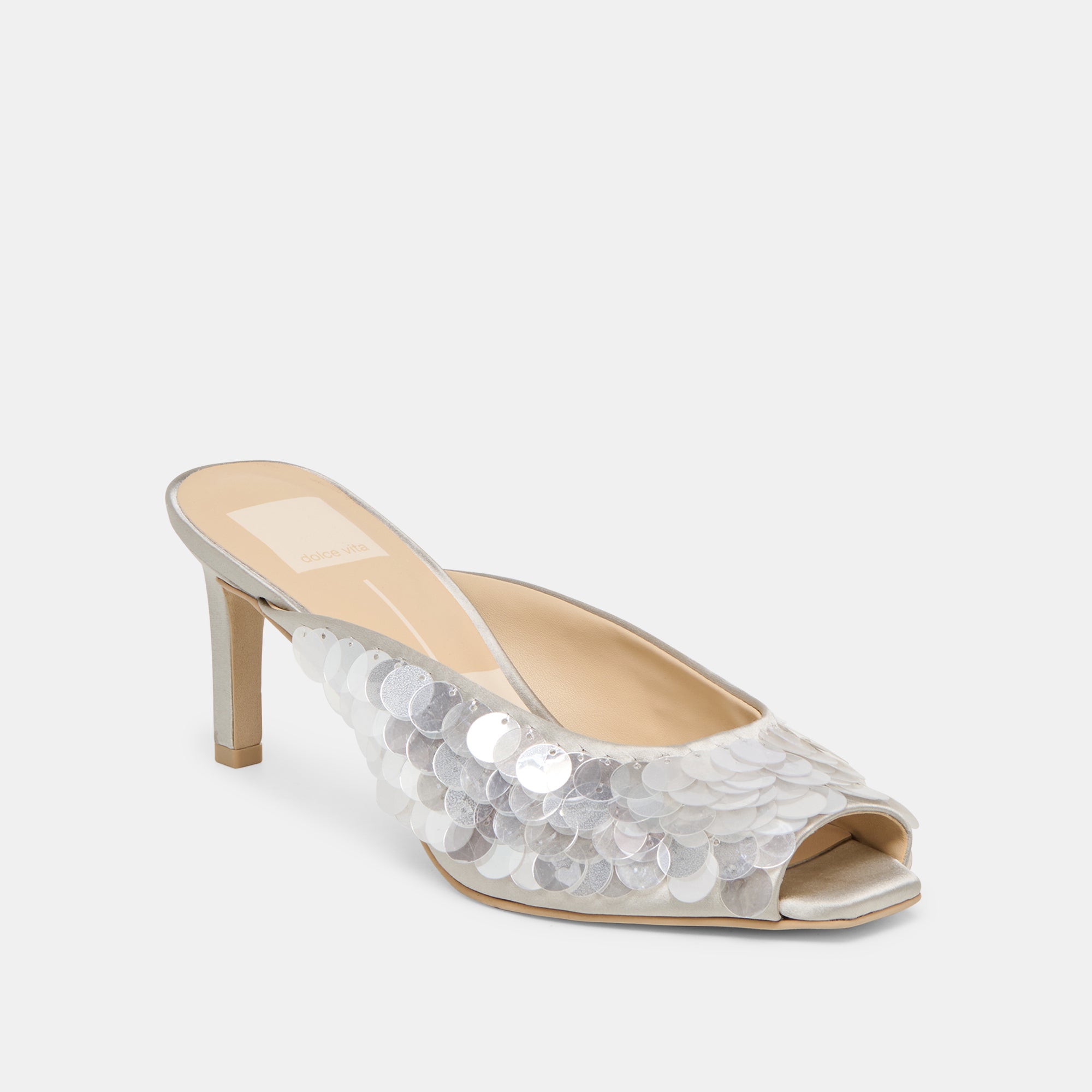 SAMARY CONFETTI HEELS SILVER SATIN - Image 2