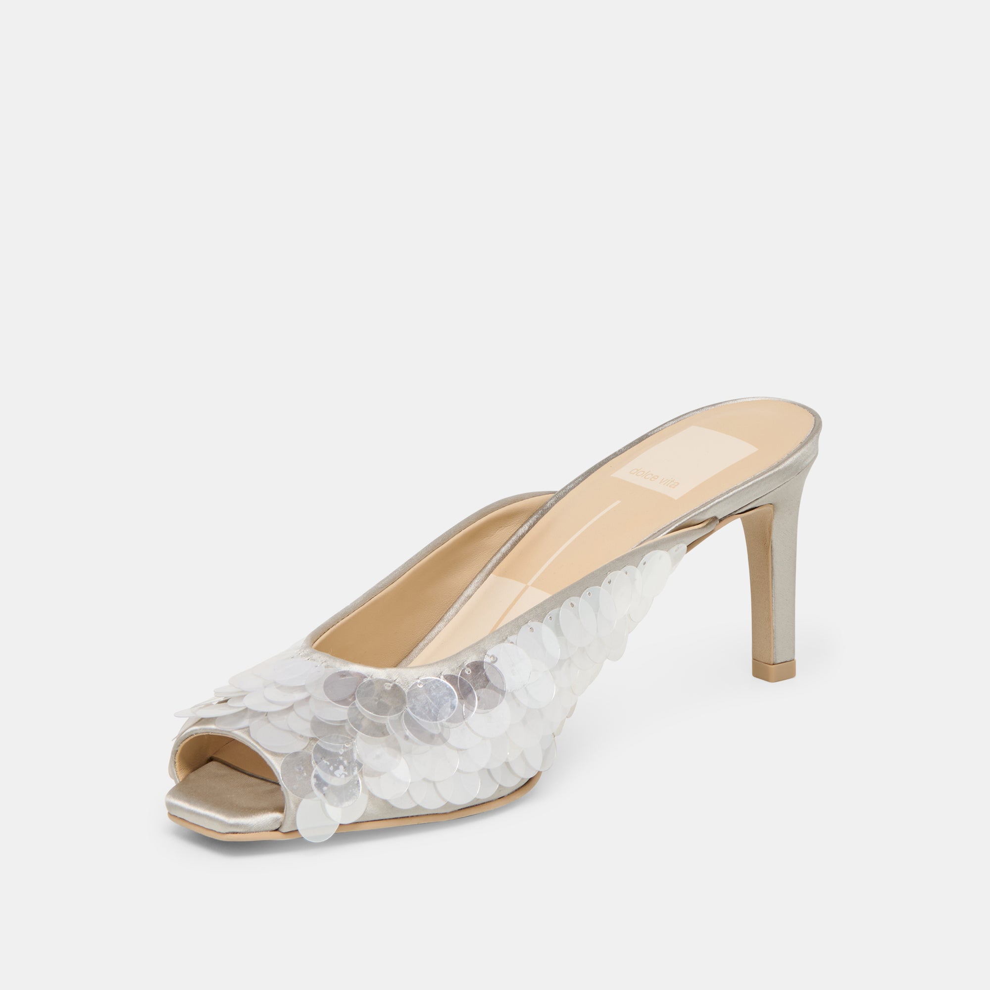 SAMARY CONFETTI HEELS SILVER SATIN - Image 4