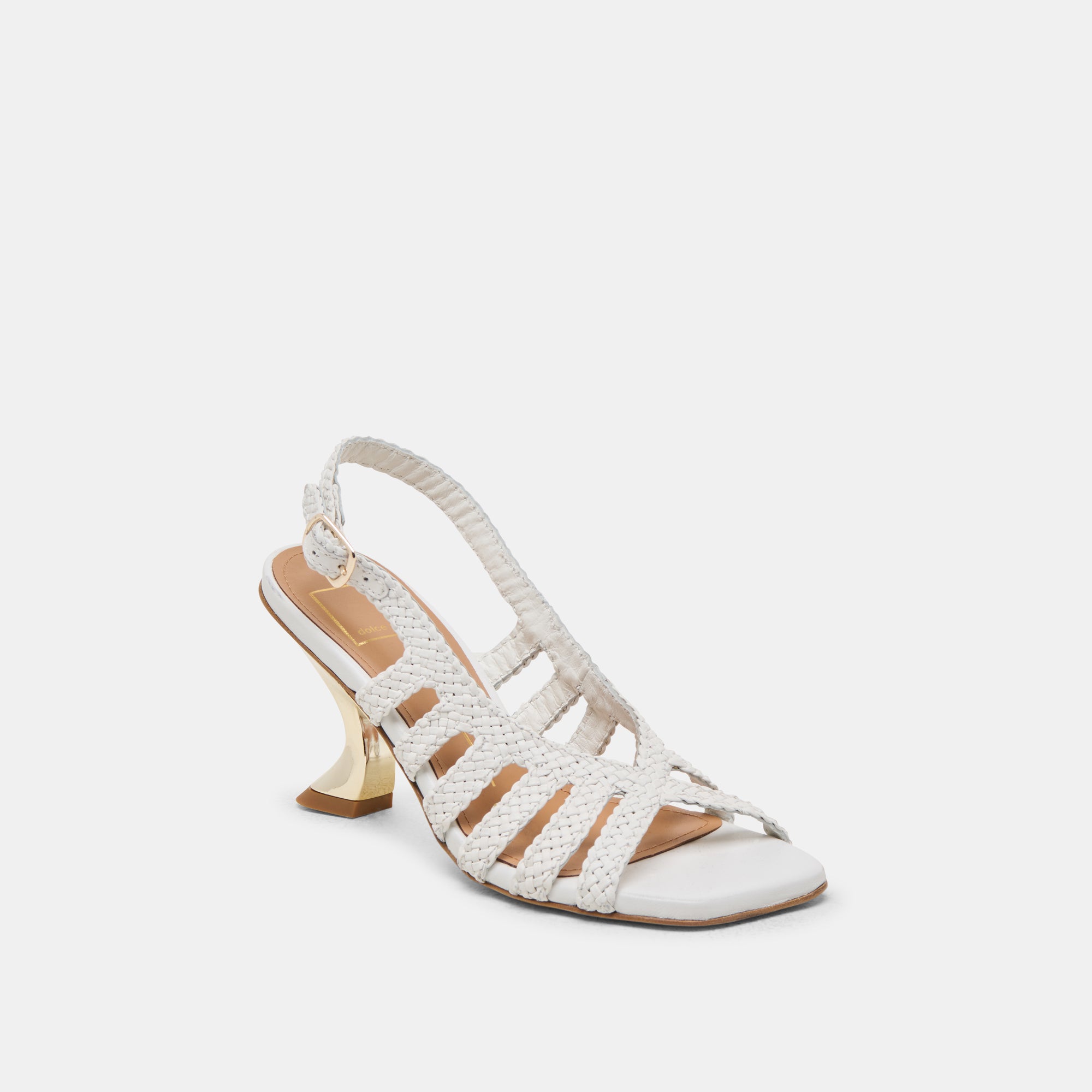 SICILY HEELS WHITE WOVEN LEATHER - Image 3