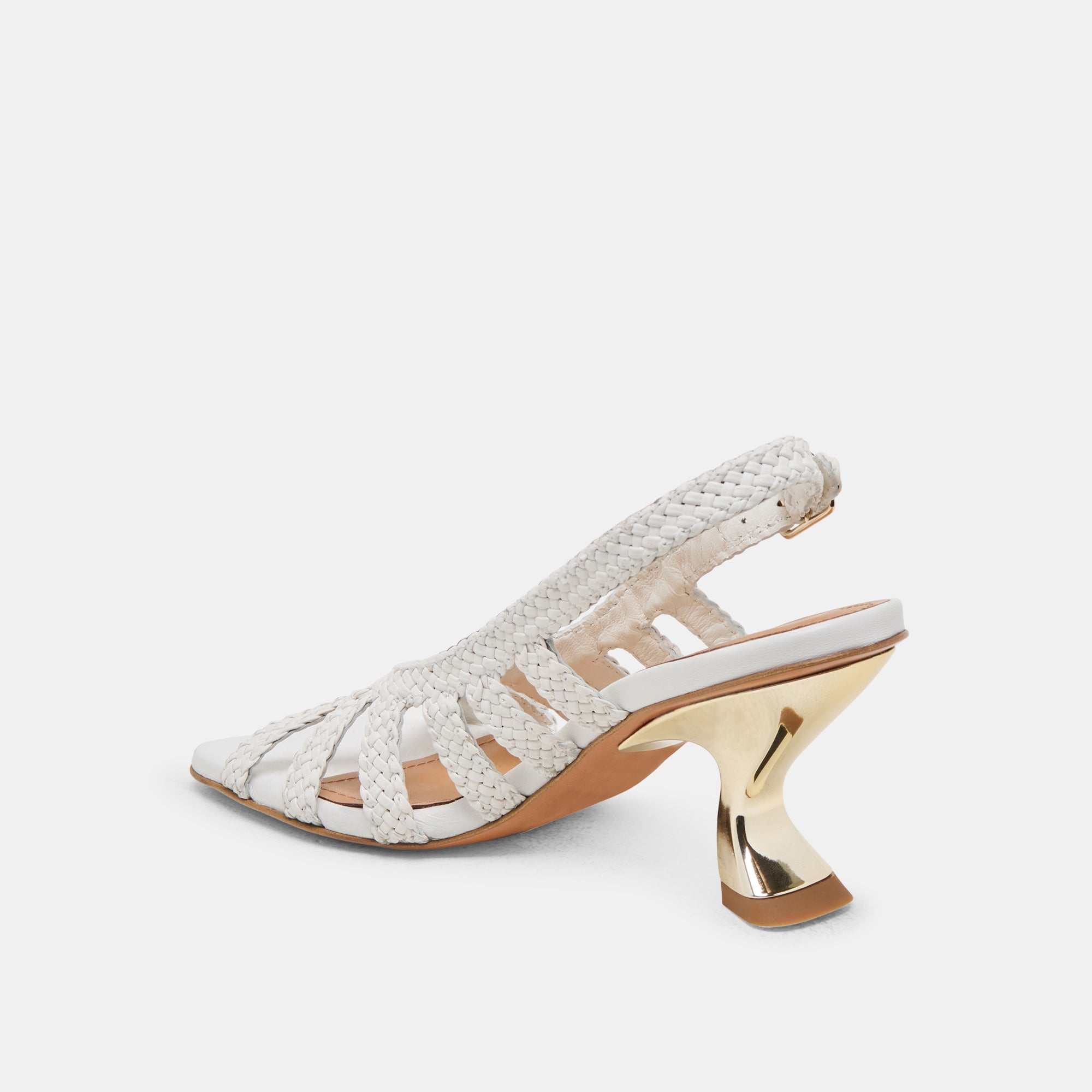 SICILY HEELS WHITE WOVEN LEATHER - Image 8
