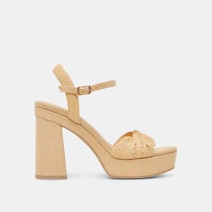 TINAYA HEELS LT NATURAL RAFFIA