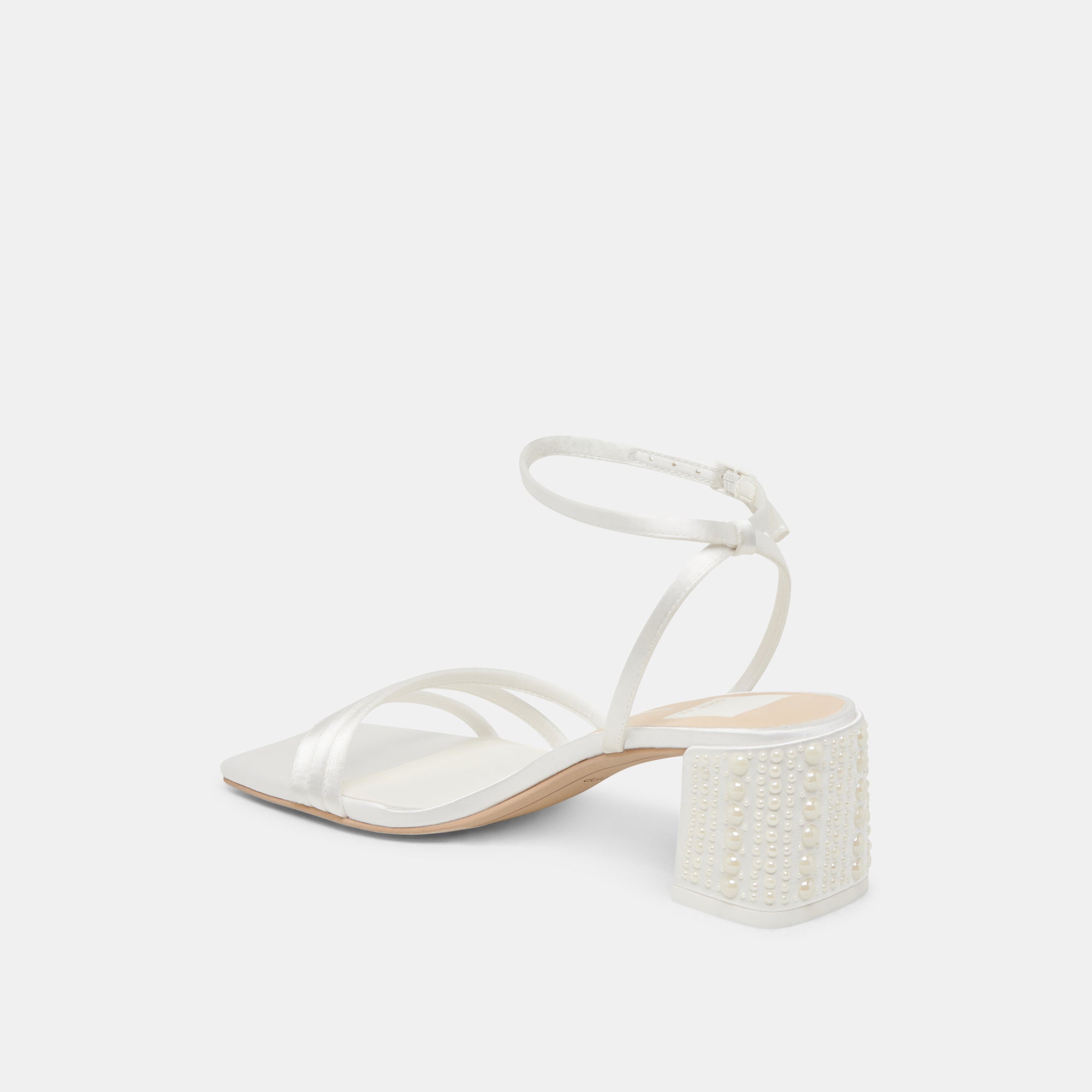 YSABEL PEARL HEELS TRUE WHITE SATIN - Image 9