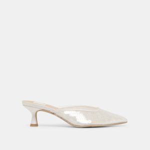 CLEO SEQUIN HEELS IVORY SEQUIN