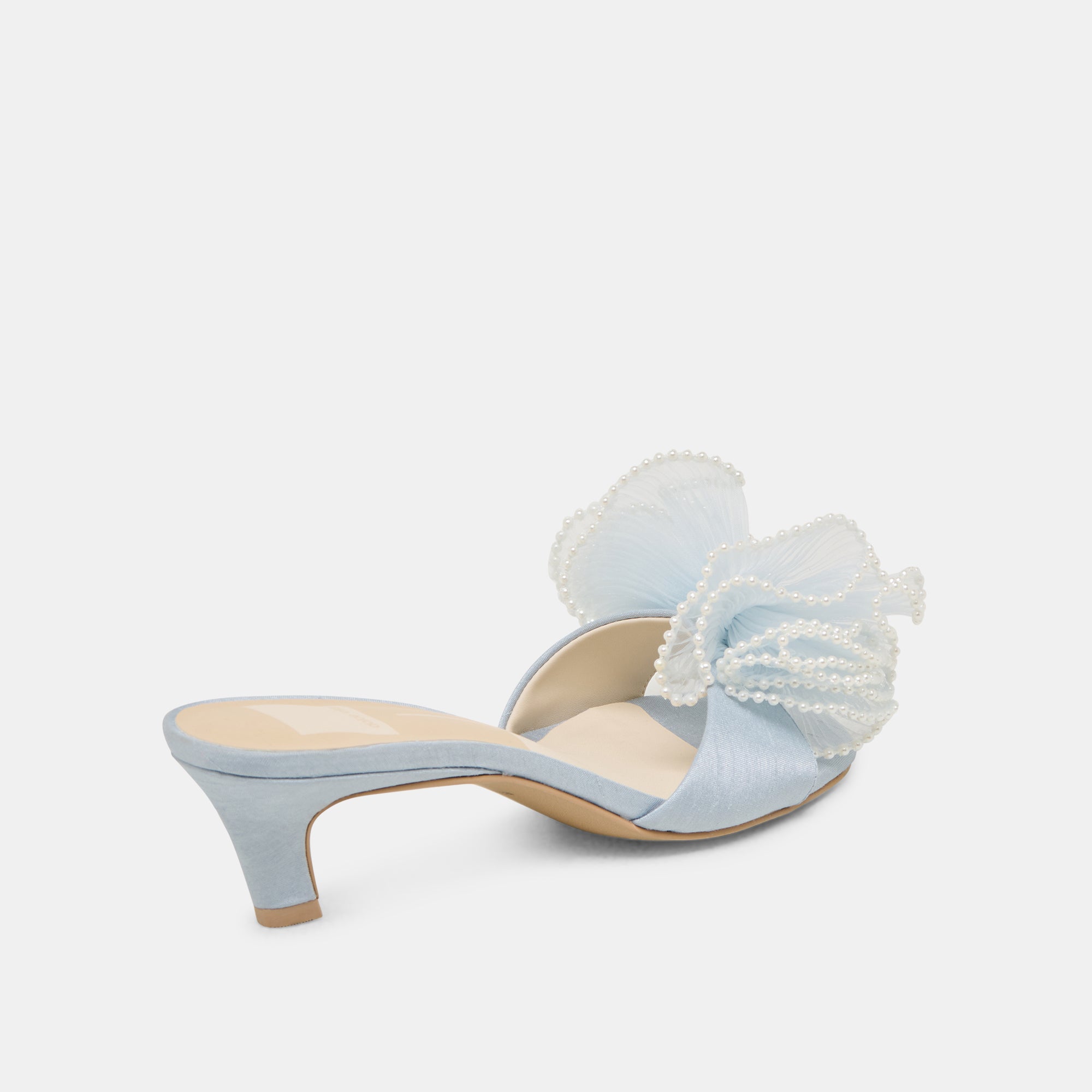 NARITA PEARL HEELS LIGHT BLUE SATIN - Image 5