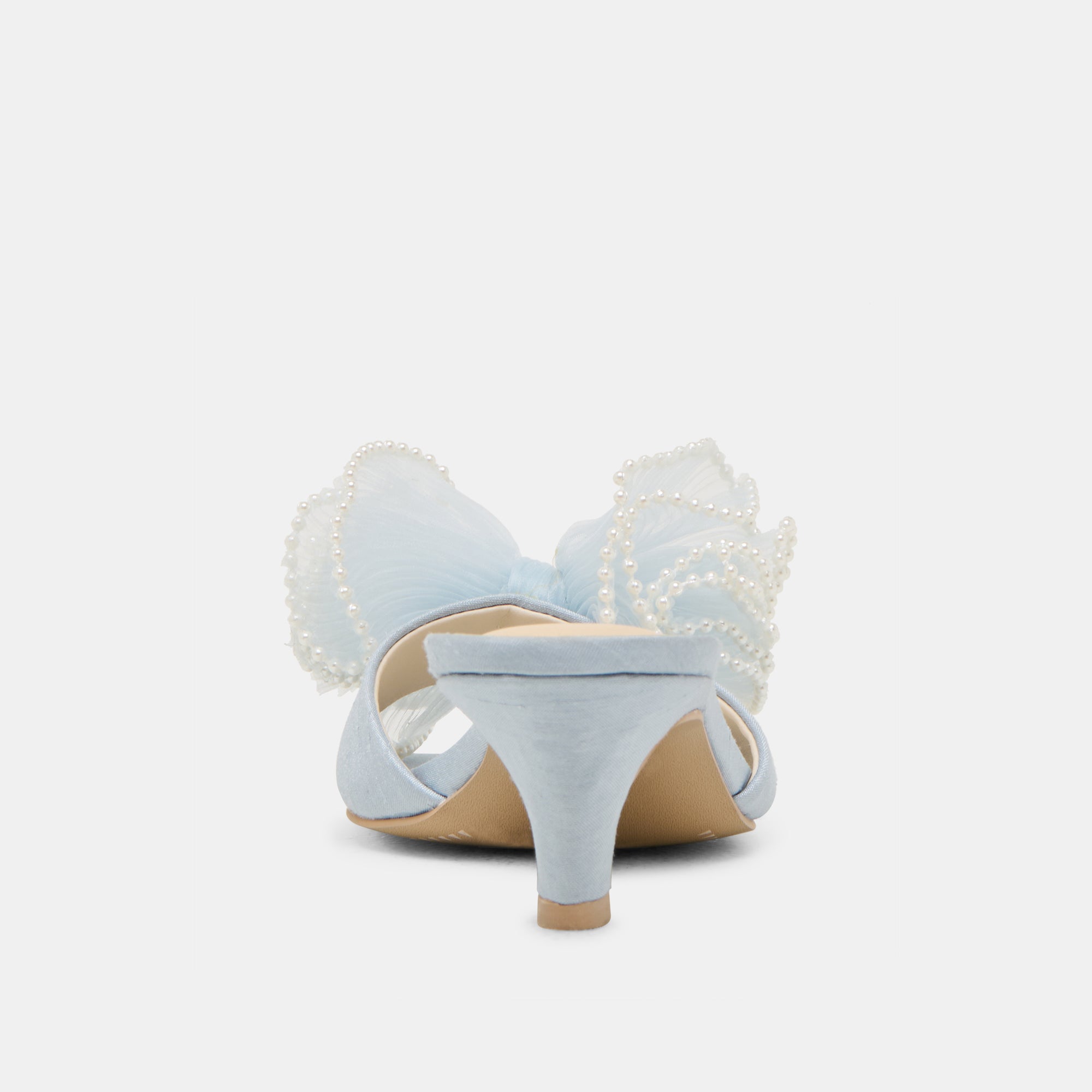 NARITA PEARL HEELS LIGHT BLUE SATIN - Image 13
