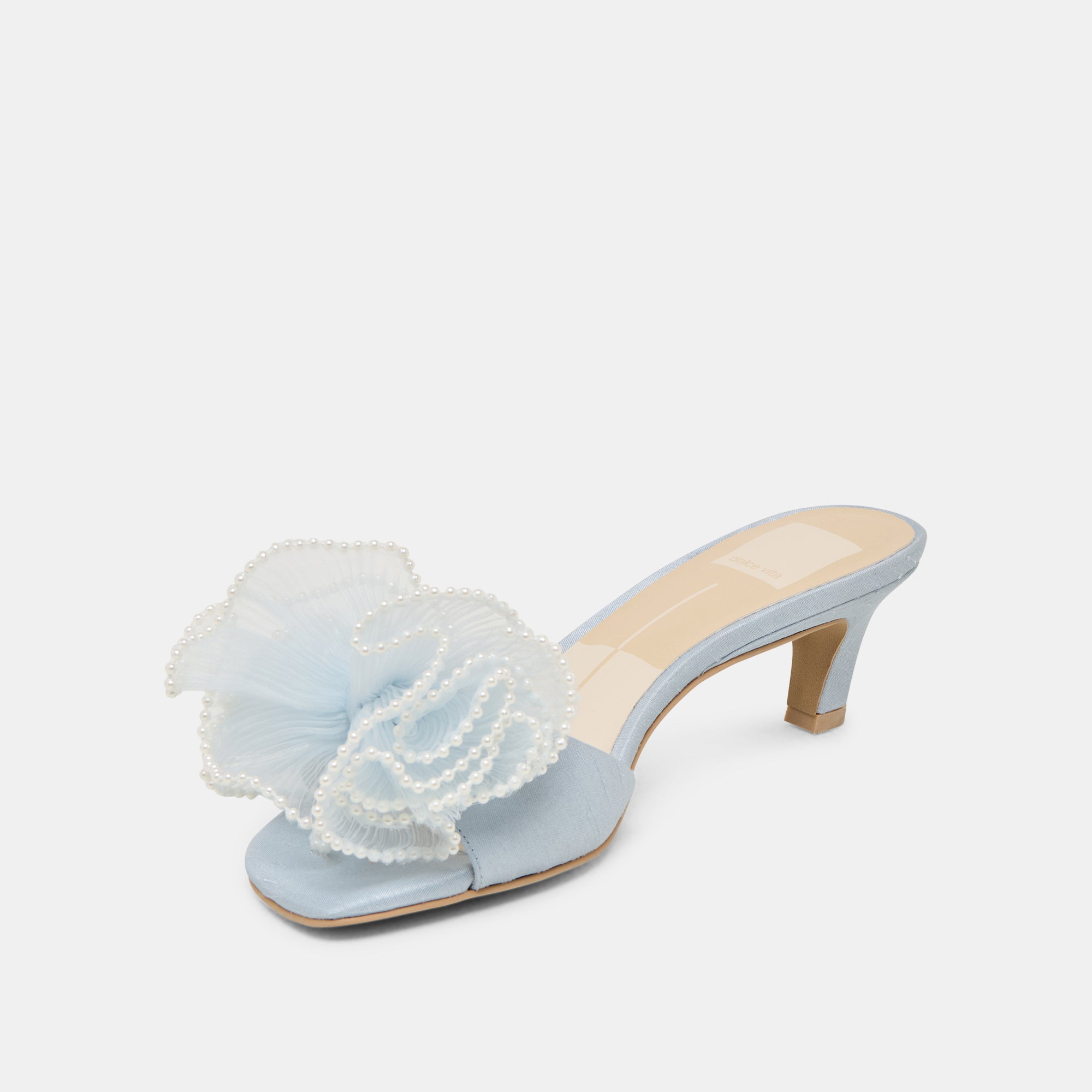 NARITA PEARL HEELS LIGHT BLUE SATIN - Image 7