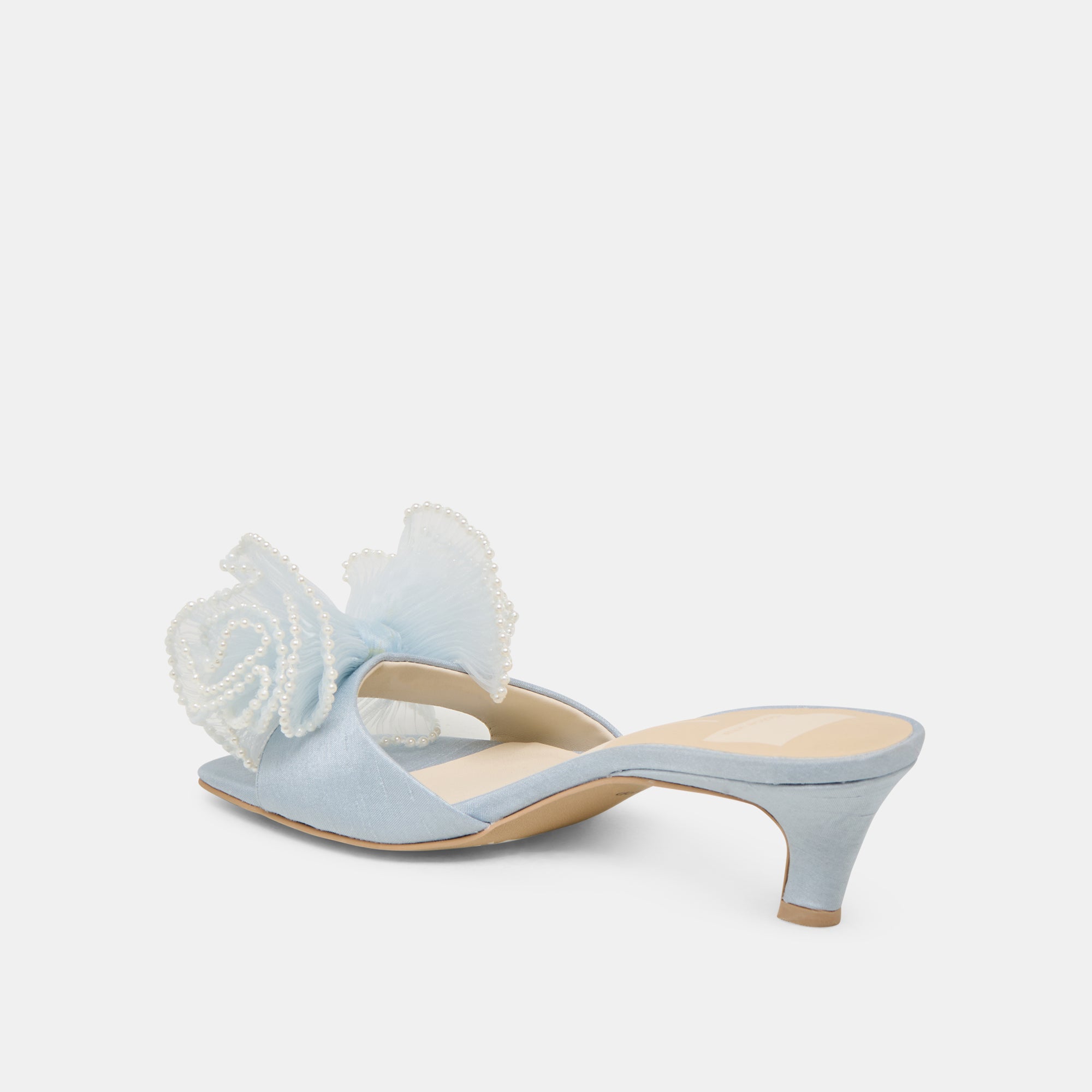 NARITA PEARL HEELS LIGHT BLUE SATIN - Image 9