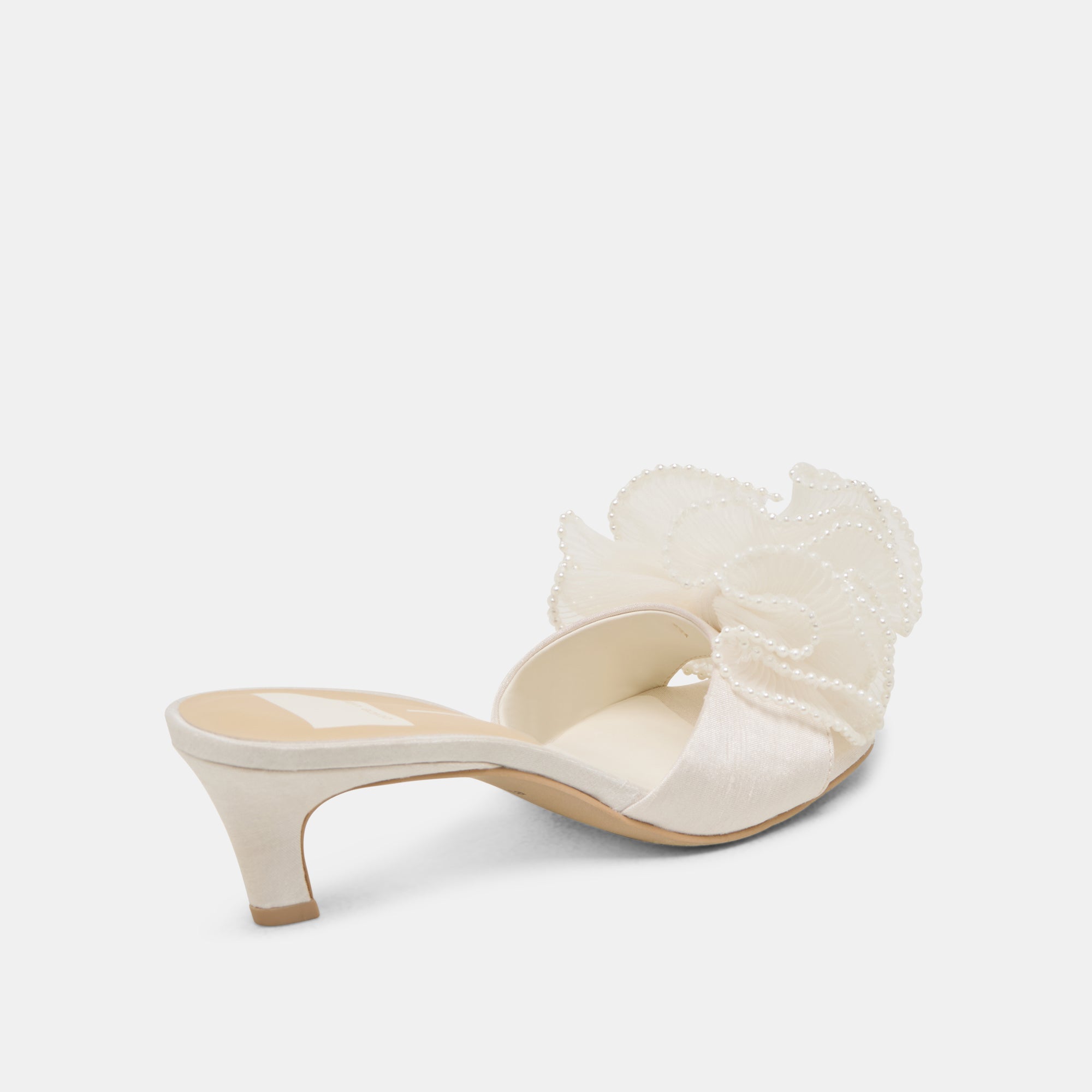 NARITA PEARL HEELS OFF WHITE SATIN - Image 5