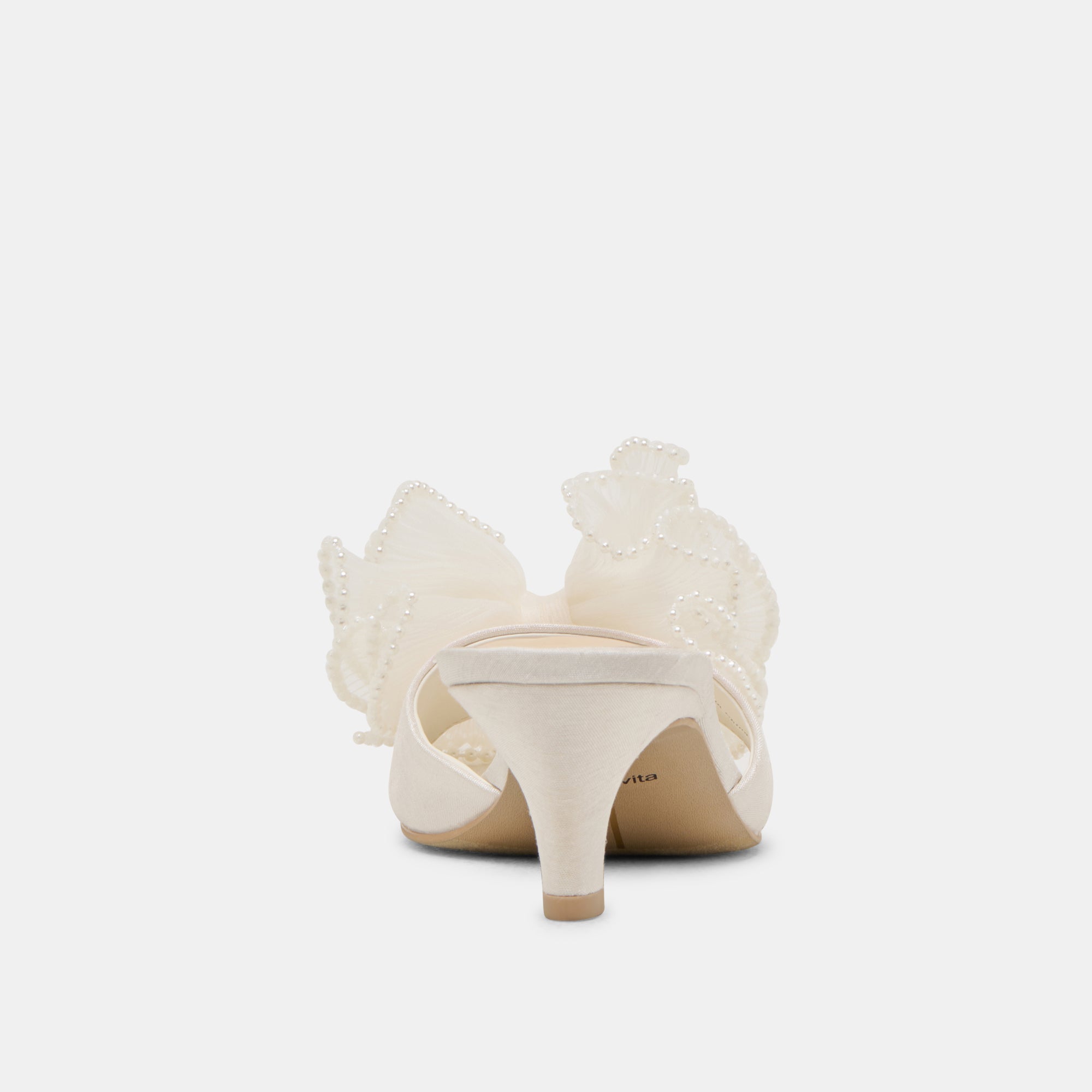 NARITA PEARL HEELS OFF WHITE SATIN - Image 9