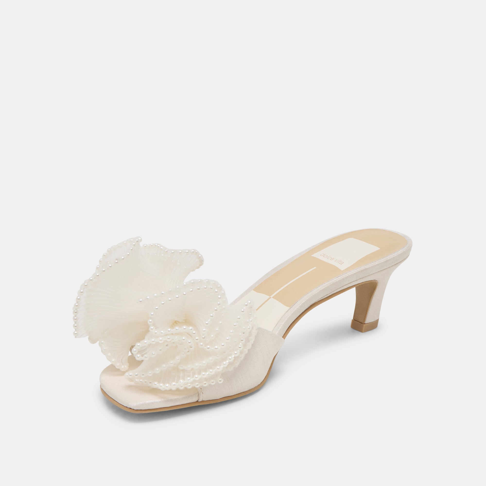 NARITA PEARL HEELS OFF WHITE SATIN - Image 6