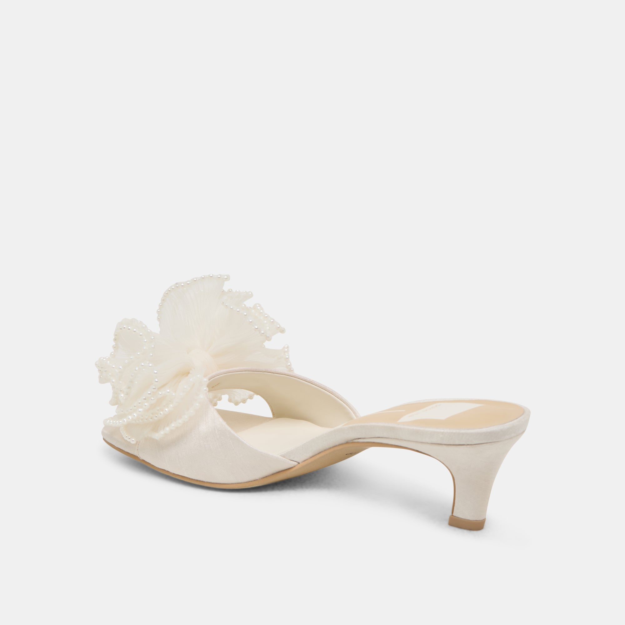 NARITA PEARL HEELS OFF WHITE SATIN - Image 7