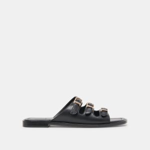 FIN SANDALS BLACK LEATHER