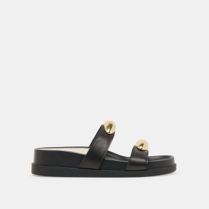 SATINE SANDALS BLACK LEATHER