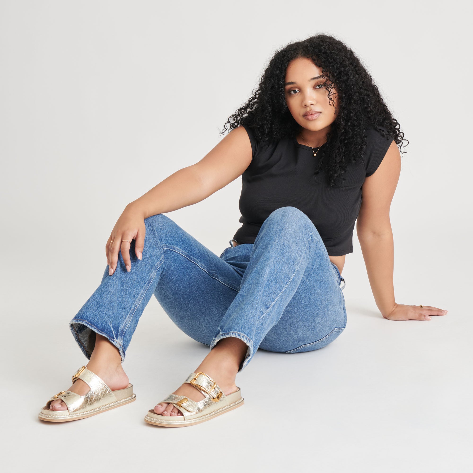 SEVANA SANDALS LIGHT GOLD DISTRESSED LEATHER - Image 2