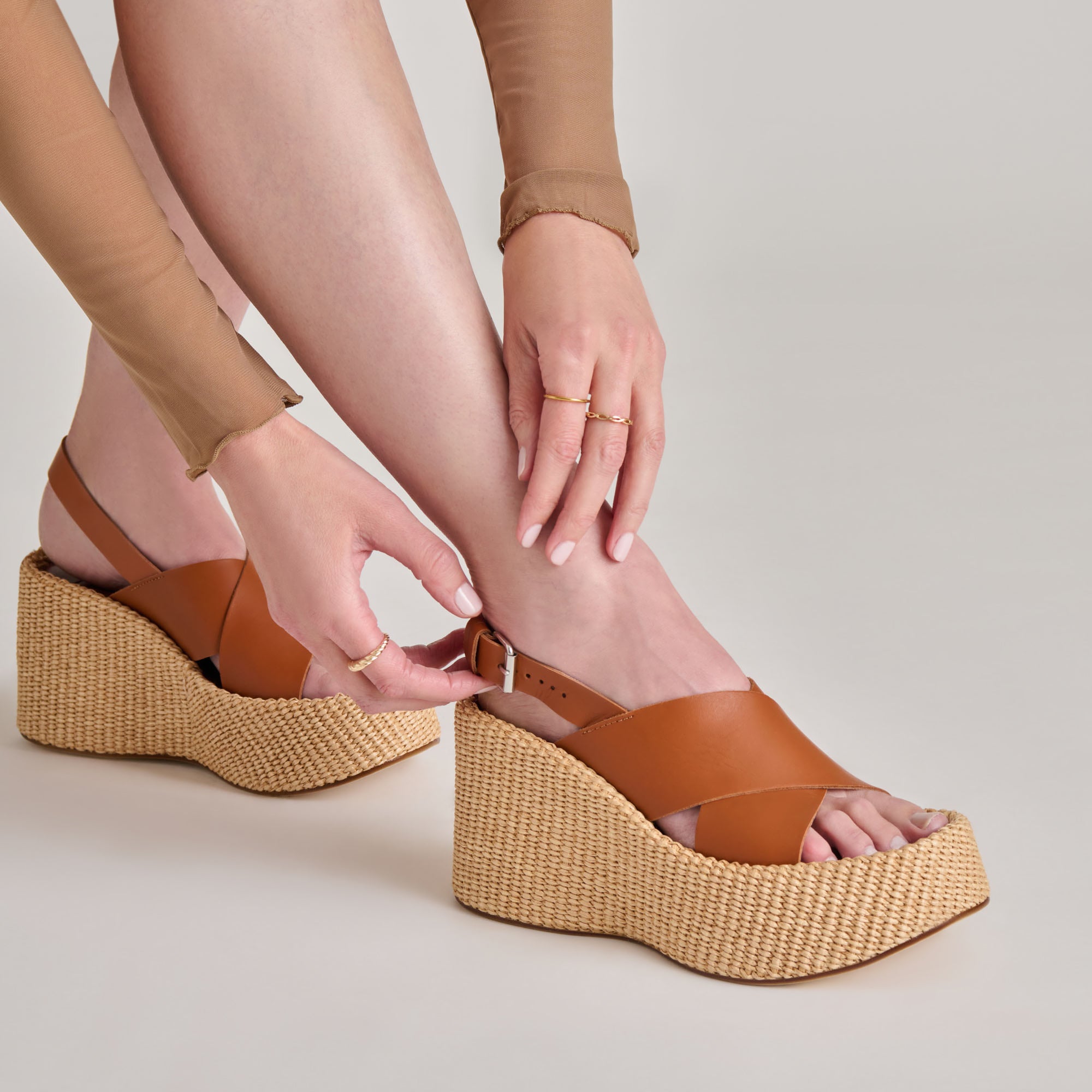 SKYLAR WEDGES BROWN LEATHER - Image 2