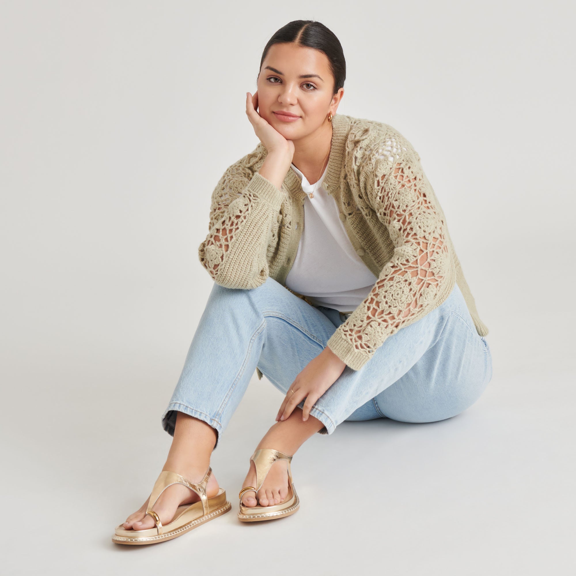 STEFAN SANDALS GOLD DISTRESSED LEATHER - Image 4