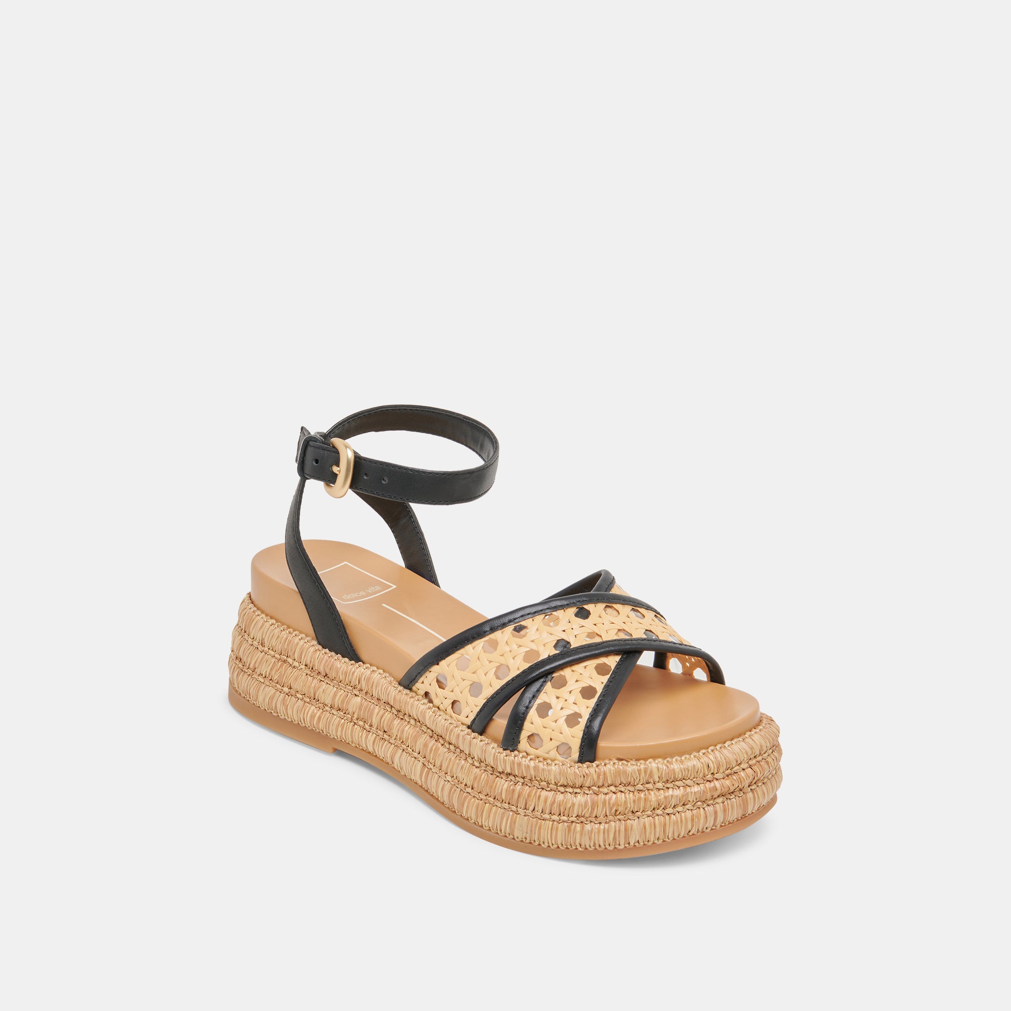 WRILEY SANDALS BLACK WOVEN RAFFIA - Image 3