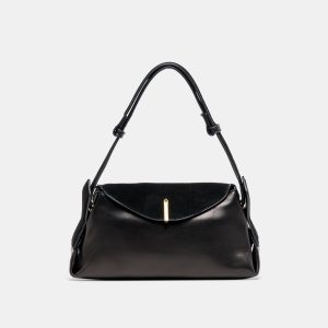 DEVYN SHOULDER BAG BLACK LEATHER