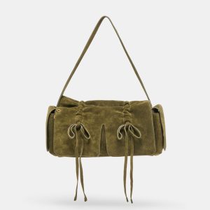 HUDSON SHOULDER BAG OLIVE SUEDE
