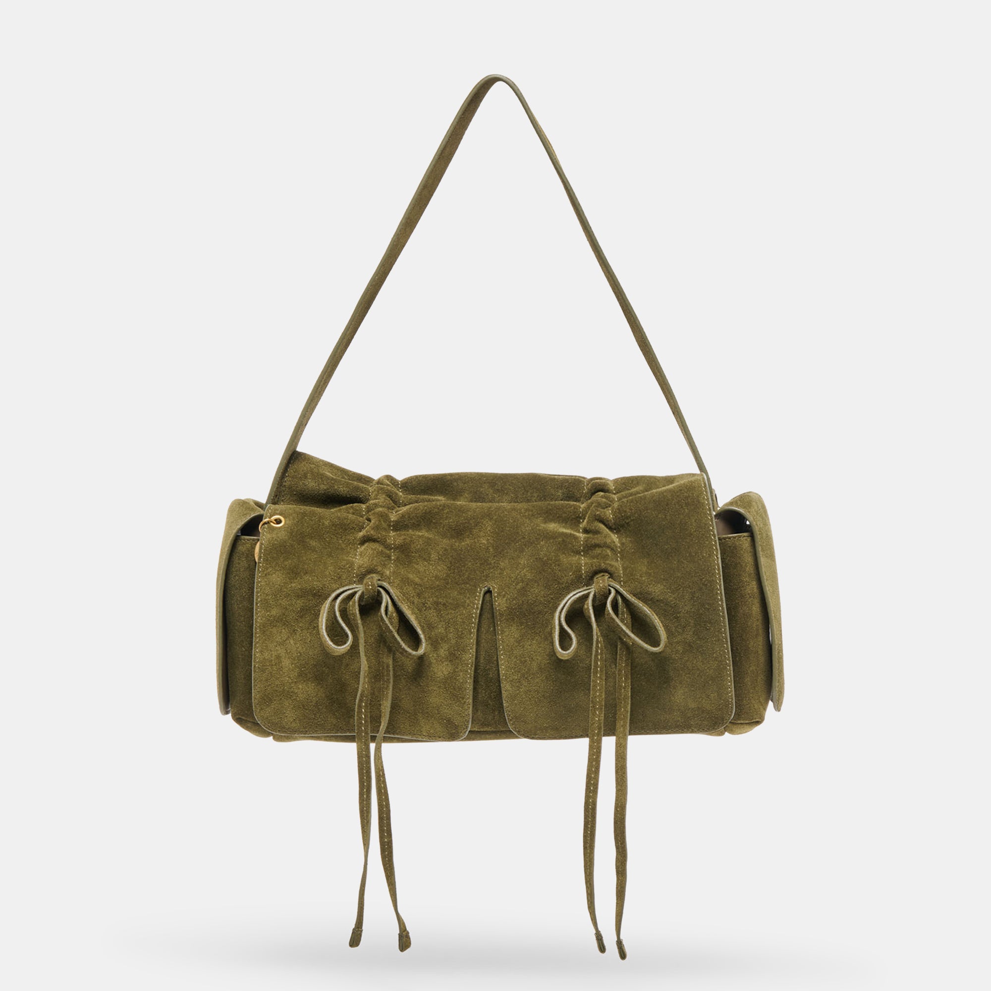 HUDSON SHOULDER BAG OLIVE SUEDE