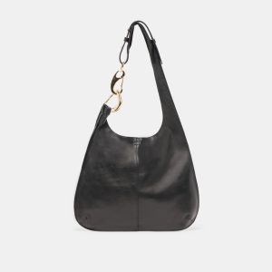 JOHNNIE SHOULDER BAG BLACK LEATHER