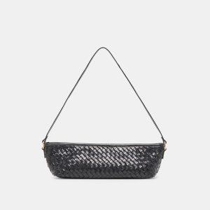 SAVAII WOVEN SHOULDER BAG BLACK WOVEN LEATHER