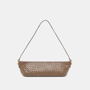 SAVAII WOVEN SHOULDER BAG BROWN WOVEN LEATHER