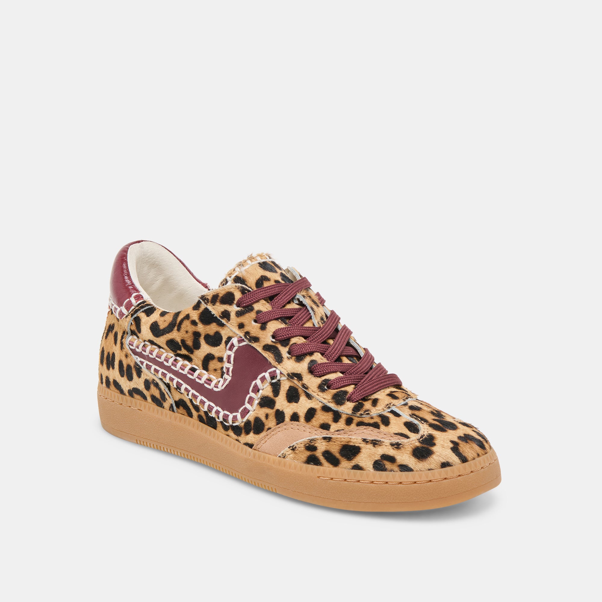 NOTICE STITCH SNEAKERS BURGUNDY LEOPARD CALF HAIR - Image 2