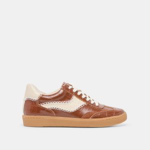 NOTICE STITCH  SNEAKERS COGNAC CROCO EMBOSSED LEATHER