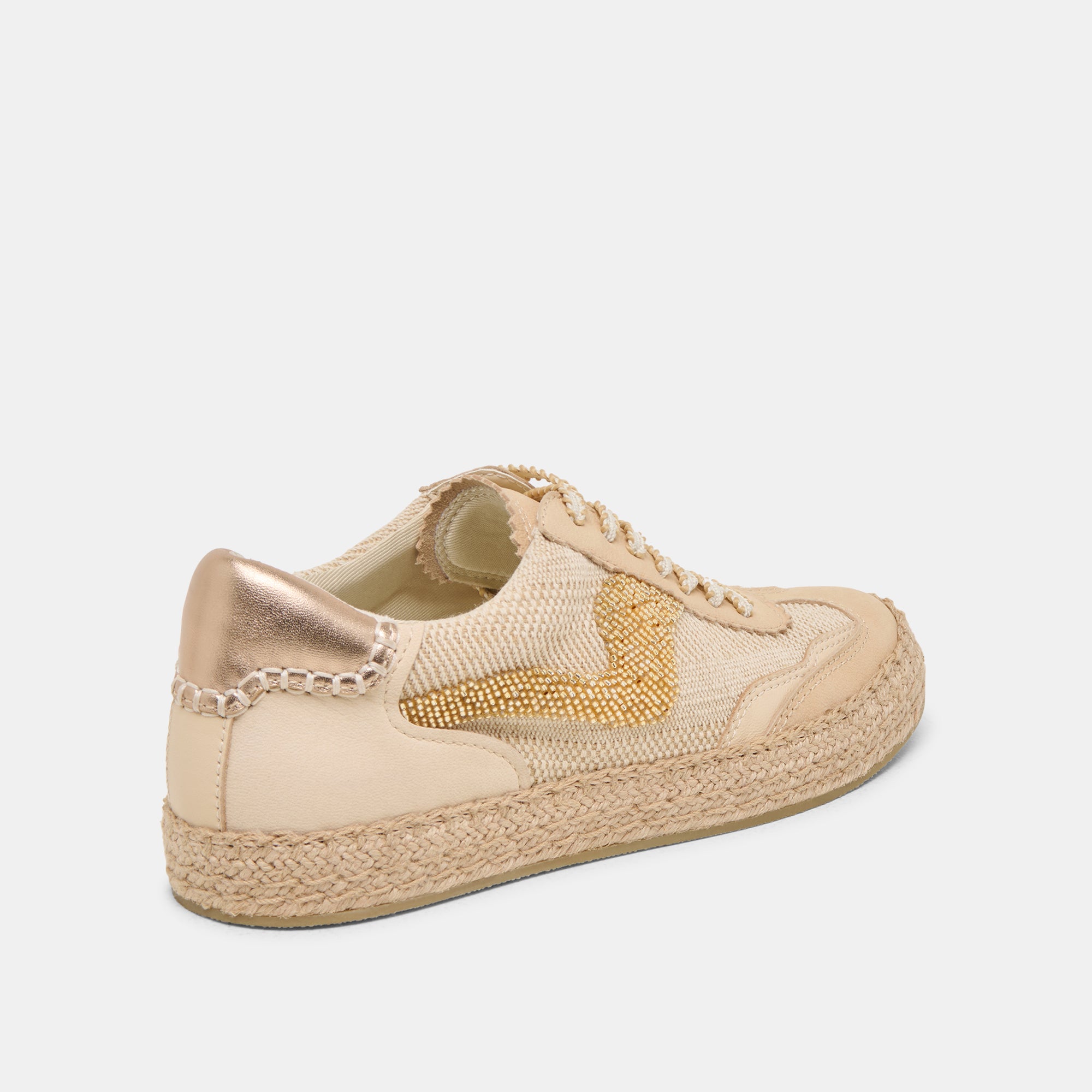 NOTICE ESPADRILLE BEAD SNEAKERS GOLD MULTI BURLAP - Image 5