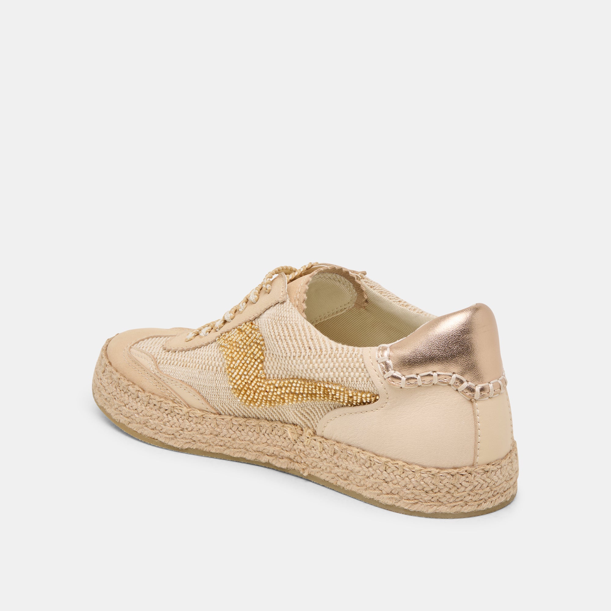 NOTICE ESPADRILLE BEAD SNEAKERS GOLD MULTI BURLAP - Image 8