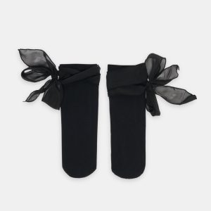TIE BOW ANKLET SOCKS BLACK