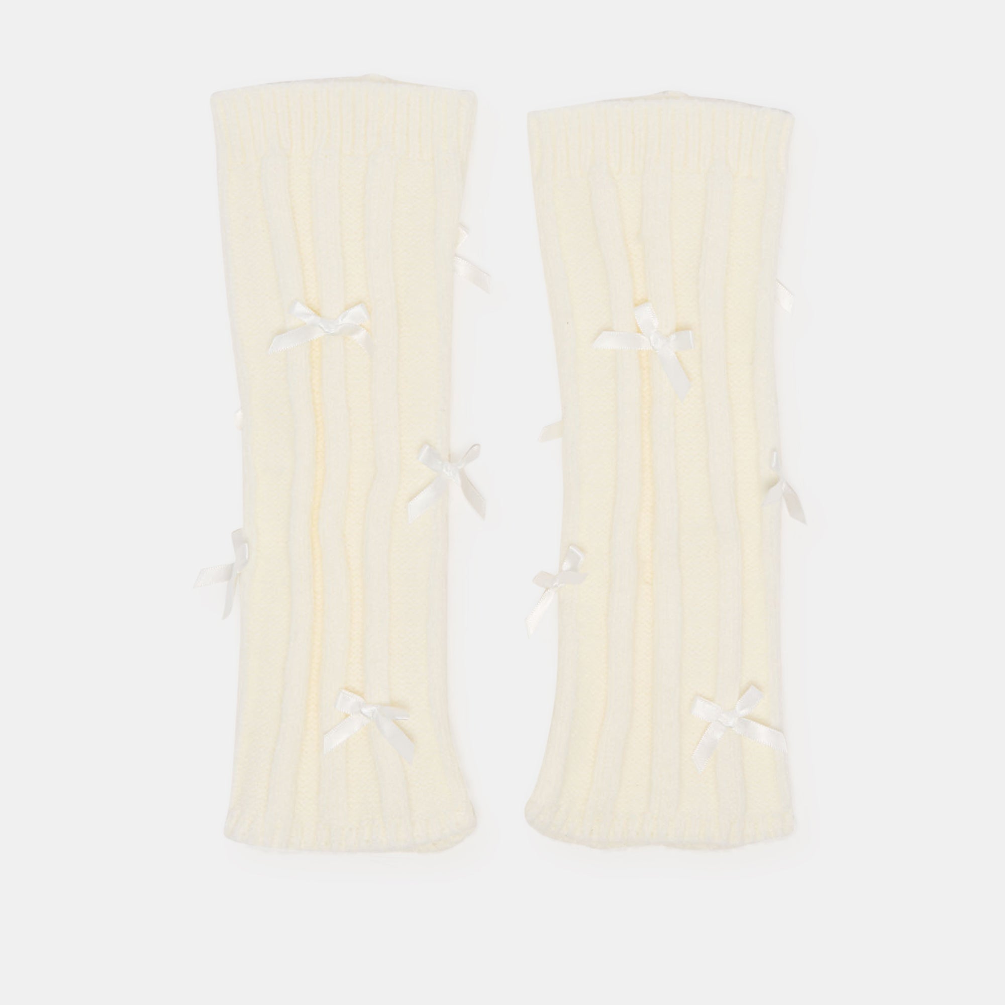 SATIN BOW LEG WARMERS IVORY
