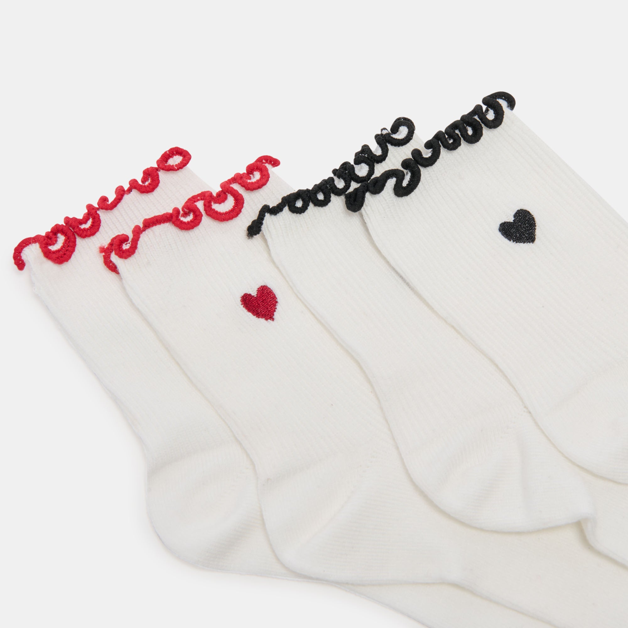 5 PACK EMBROIDERED RIB ANKLET SOCKS WHITE BLACK MULTI - Image 3