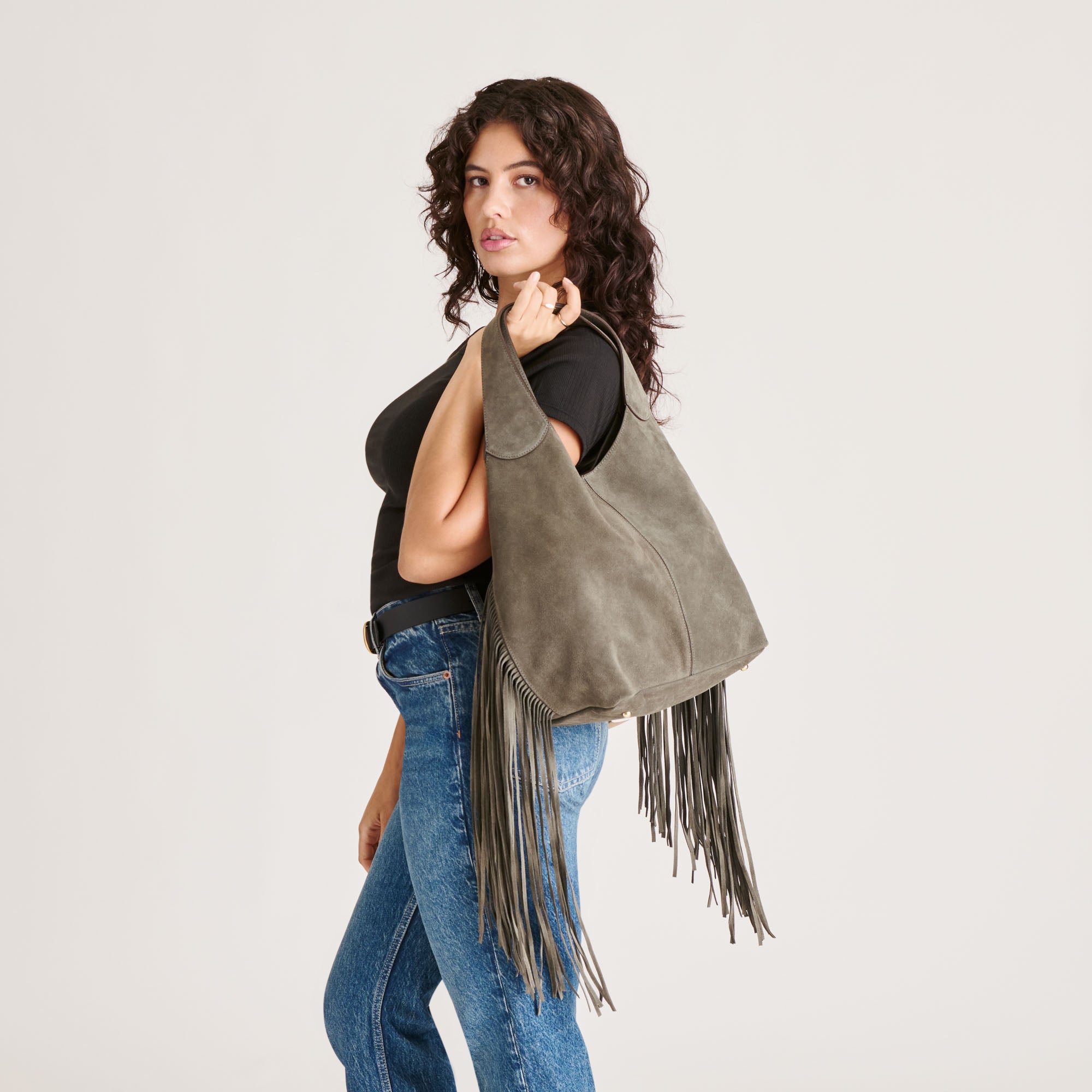 NAKOMA SHOULDER BAG OLIVE SUEDE - Image 2