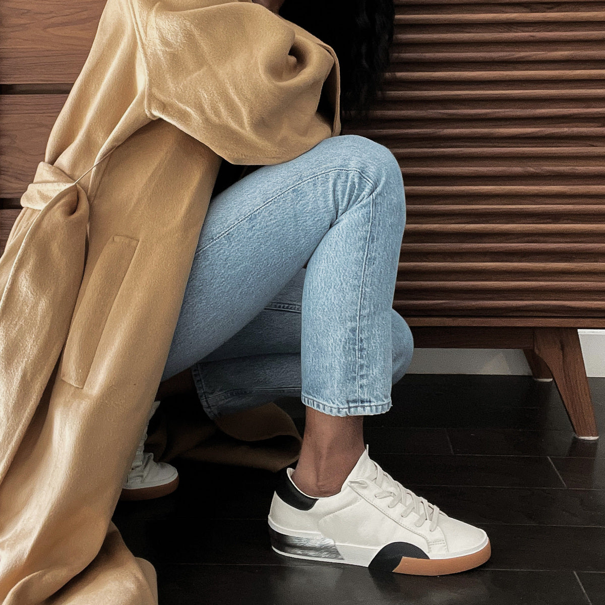 ZINA WIDE SNEAKERS WHITE BLACK LEATHER - Image 4