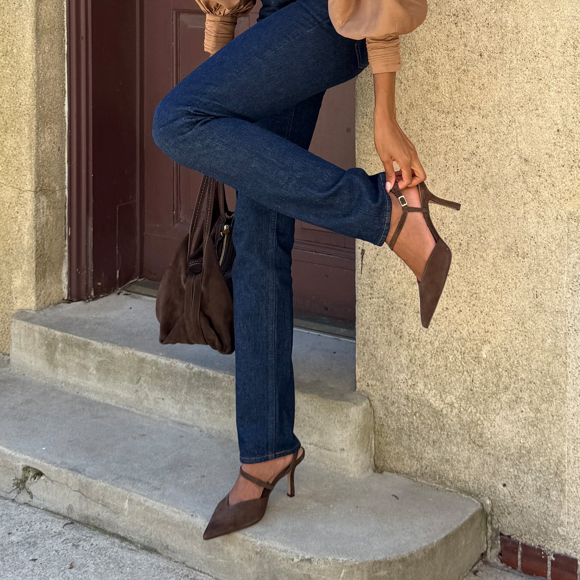 KAMRA HEELS DK BROWN SUEDE - Image 7